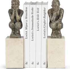 Ars mundi Angeles Anglada: ​ Skulpturenpaar / Buchstützen »Boy and Girl«, Kunstguss Steinoptik​