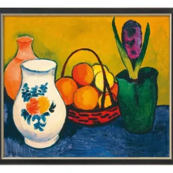 Ars mundi August Macke: »Weißer Krug mit Blumen und Früchten«, 1910, schwarz-silber gerahmt