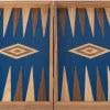 Kinder MANOPOULOS Backgammon aus Eichen- und Walnussholz mit blauen Intarsien