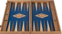 Kinder MANOPOULOS Backgammon aus Eichen- und Walnussholz mit blauen Intarsien
