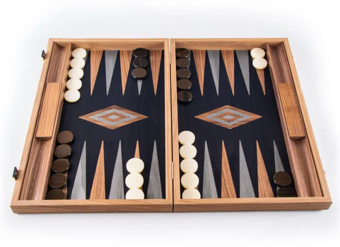 Kinder MANOPOULOS Backgammon, Schwarzeiche mit Walnussintarsien