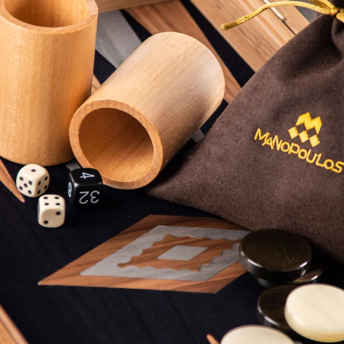 Kinder MANOPOULOS Backgammon, Schwarzeiche mit Walnussintarsien