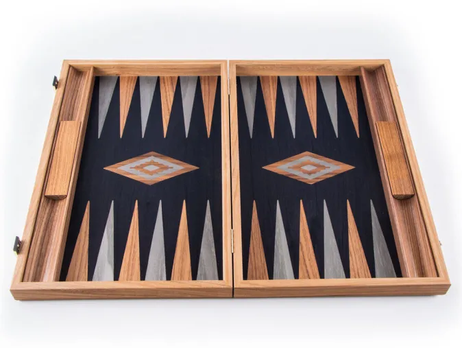 Kinder MANOPOULOS Backgammon, Schwarzeiche mit Walnussintarsien