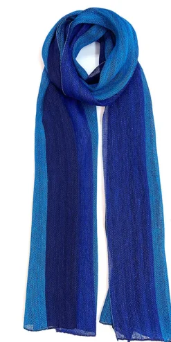 Ulrike Isensee DS Breiter Schal aus blauem Leinen