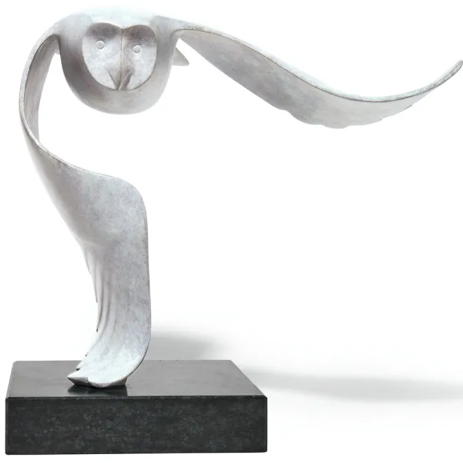 Ars mundi Evert den Hartog: Skulptur »Sneeuwuil - Schneeeule«, Bronze grau