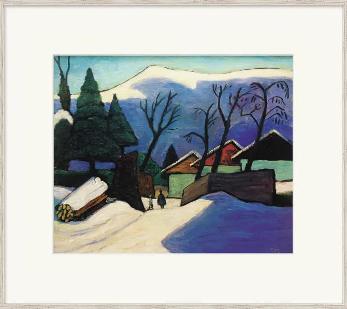 Ars mundi Gabriele Münter: Bild »Drei Häuser im Schnee« (1933), gerahmt