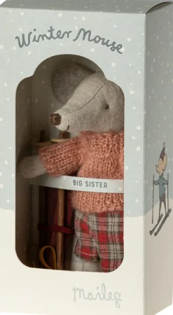 Kinder Maileg Große Schwester Wintermaus mit Ski