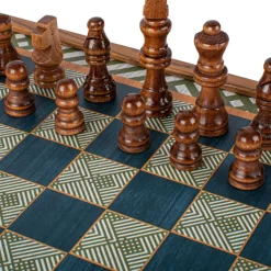 Kinder MANOPOULOS 4-in-1 Retro Kombi-Spiel-Set aus Walnuss-Holz