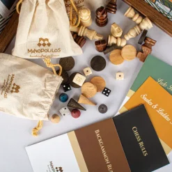 Kinder MANOPOULOS 4-in-1 Retro Kombi-Spiel-Set aus Walnuss-Holz