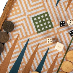 Kinder MANOPOULOS 4-in-1 Retro Kombi-Spiel-Set aus Walnuss-Holz