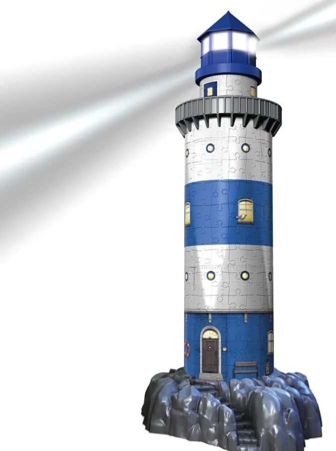 Kinder ZEIT Buchhandlung Leuchtturm bei Nacht. 3D-Puzzle 216 Teile