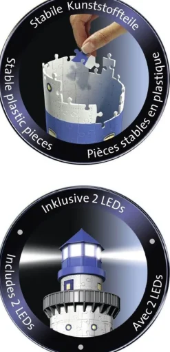 Kinder ZEIT Buchhandlung Leuchtturm bei Nacht. 3D-Puzzle 216 Teile