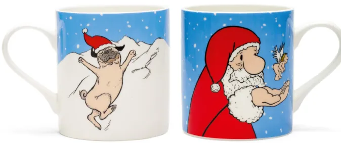 Ars mundi Loriot: 2 Becher mit Künstlermotiven »Weihnachtsmops« & »Weihnachtsmann« im Set