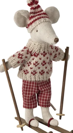 Kinder Maileg Mama Wintermaus mit Skiset
