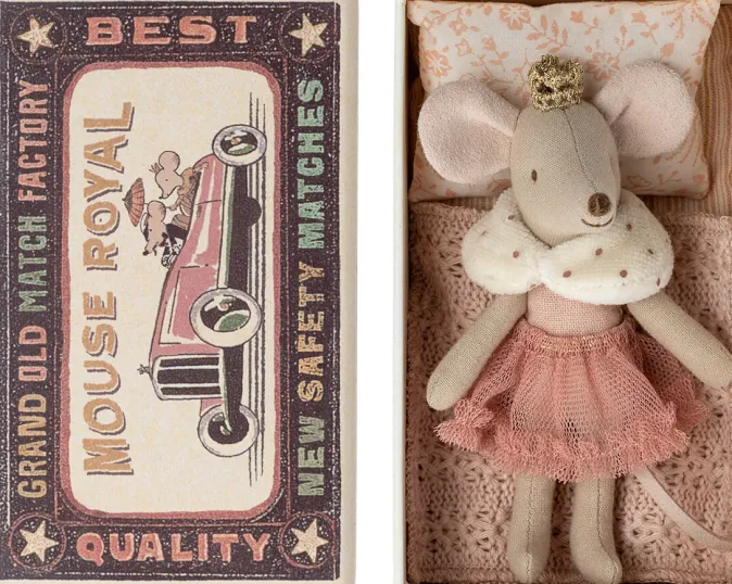 Kinder Maileg Maus »Prinzessin« in Streichholzschachtel