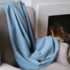 COASTLAND Merinodecke BaseGreyGrid, Waffel-Piqué