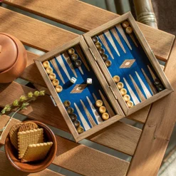 Kinder MANOPOULOS Pocket-Backgammon aus Nussbaum
