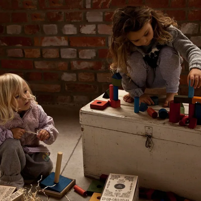 Kinder Wooden Story Regenbogen Holzbausteine - 63 Stück