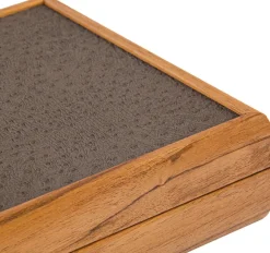 Kinder MANOPOULOS Reise-Backgammon, Graubeiges Straußenleder-Optik