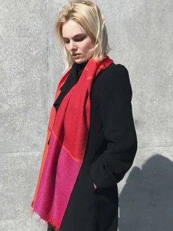 Ulrike Isensee DS Seidenschal in Rot, Orange und Pink