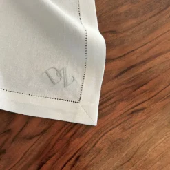 Leinenweberei Vieböck Serviette Leinen »Monogramm«, Weiß