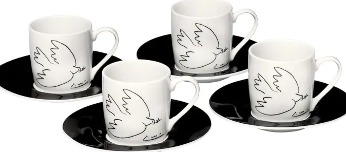 Ars mundi 4-teiliges Espressotassen-Set »La Colombe de la Paix«, nach Pablo Picasso
