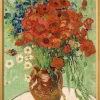 Ars mundi Vincent van Gogh: Bild »Stillleben, Vase mit Gänseblümchen und Mohn« (1890), gerahmt