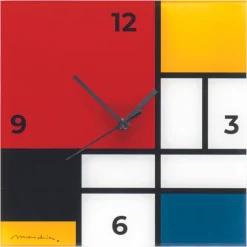 Ars mundi Wanduhr nach Mondrian »Komposition in Rot, Blau, Gelb und Schwarz«