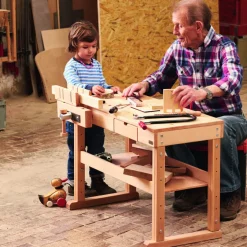 Kinder GOKI Werkbank aus geöltem massivem Buchenholz